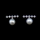 European Silver Pearl Earrings Sun Shape Pure 925 Jewelry For Women