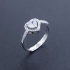 Smooth Water Line Silver Cubic Zirconia Rings For Anniversary / Party