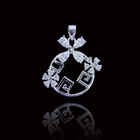 Peace Symbol 925 Cubic Zirconia Round Pendant With Sample Tree Design