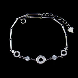 Classical White Silver Cubic Zirconia Bracelet For Woman Customized Size