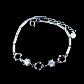 Classical White Silver Cubic Zirconia Bracelet For Woman Customized Size